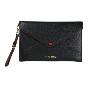 MIU MIU Lambskin Envelope Bag, Clutch Women's Black