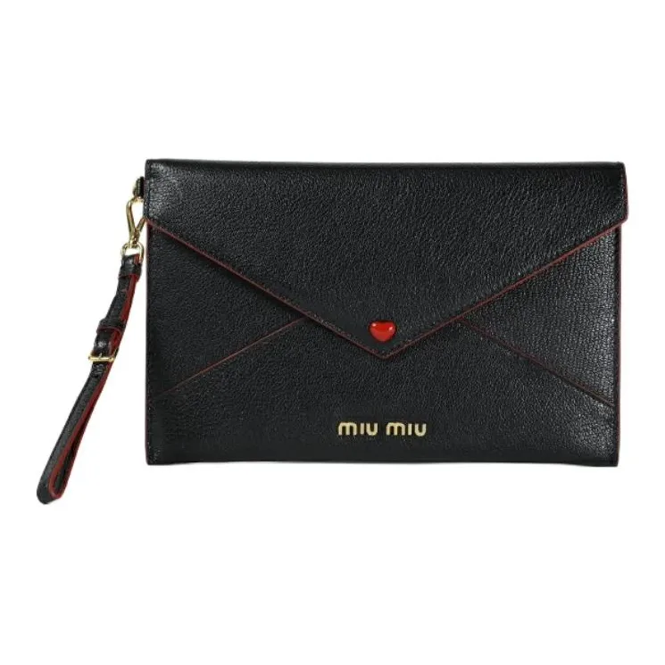 MIU MIU Lambskin Envelope Bag, Clutch Women's Black-0