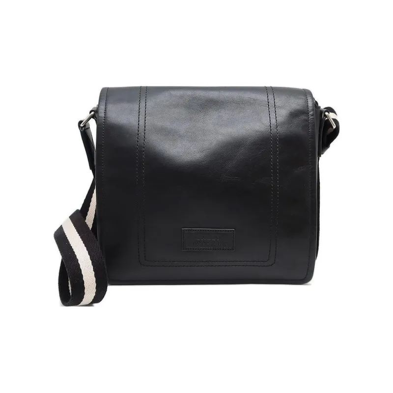 BALLY Leather Messenger Bag, Shoulder Bag, Crossbody Bag Trumpets Men's Black-3