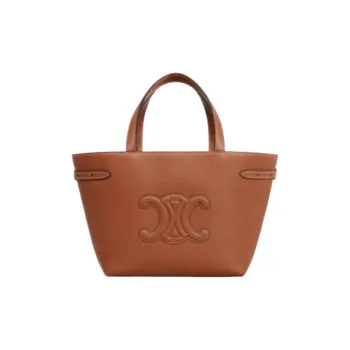 CELINE Cabas Calfskin Tote Bag, Shopping Bag, Shoulder Bag, Handbag Mini Women's Brown