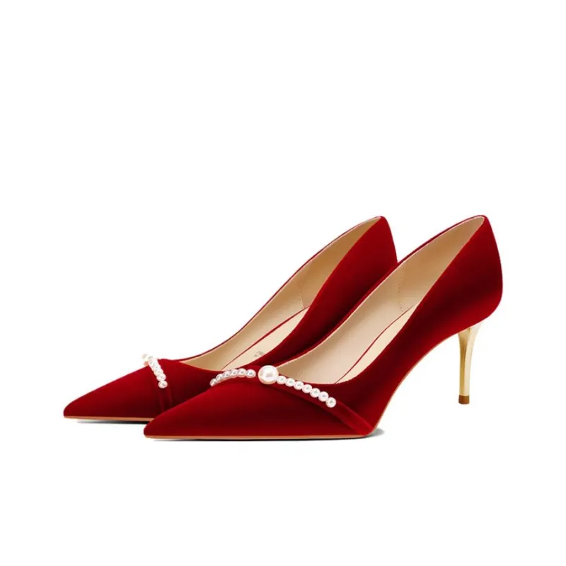 PJJUU High Heels Women's Burgundy-2