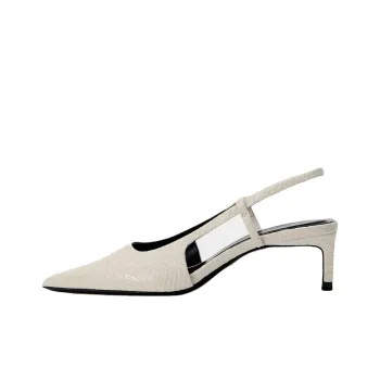 ZARA Slim Heel High Heels 5cm Women's Light Beige Yellow