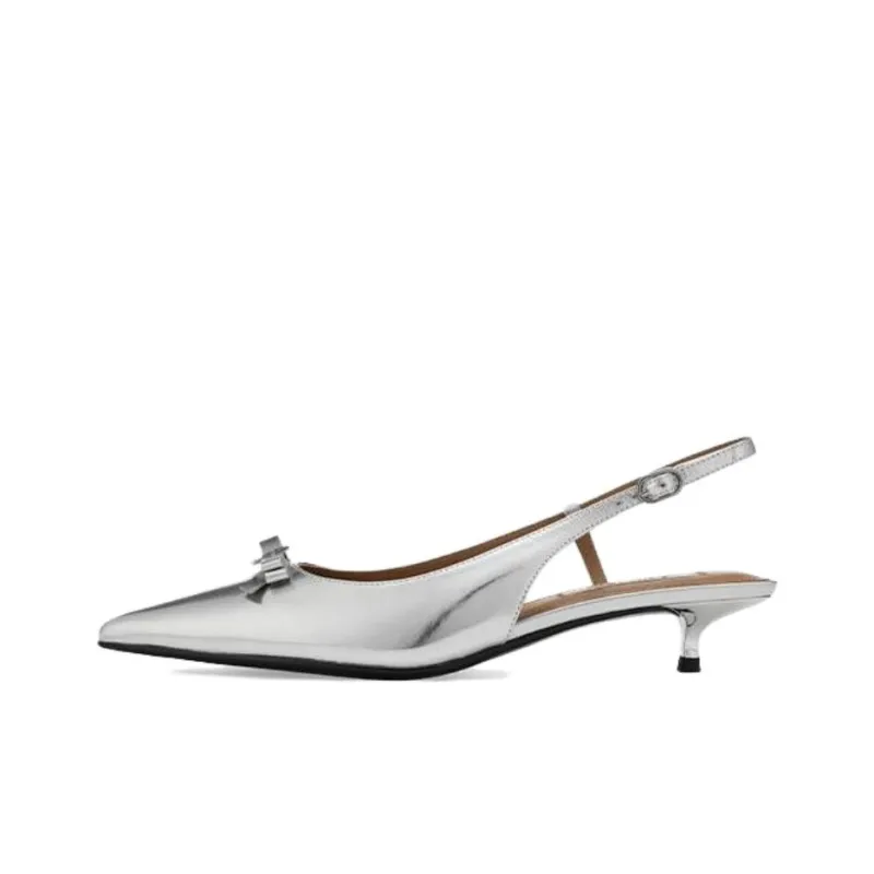 73Hours Ice Jasmine Slim Heel High Heels 3cm Women's Black/Silver-5