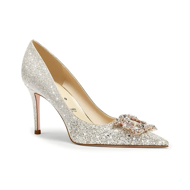 PJJUU Slim Heel High Heels 8.5cm Women's Light Gold-2