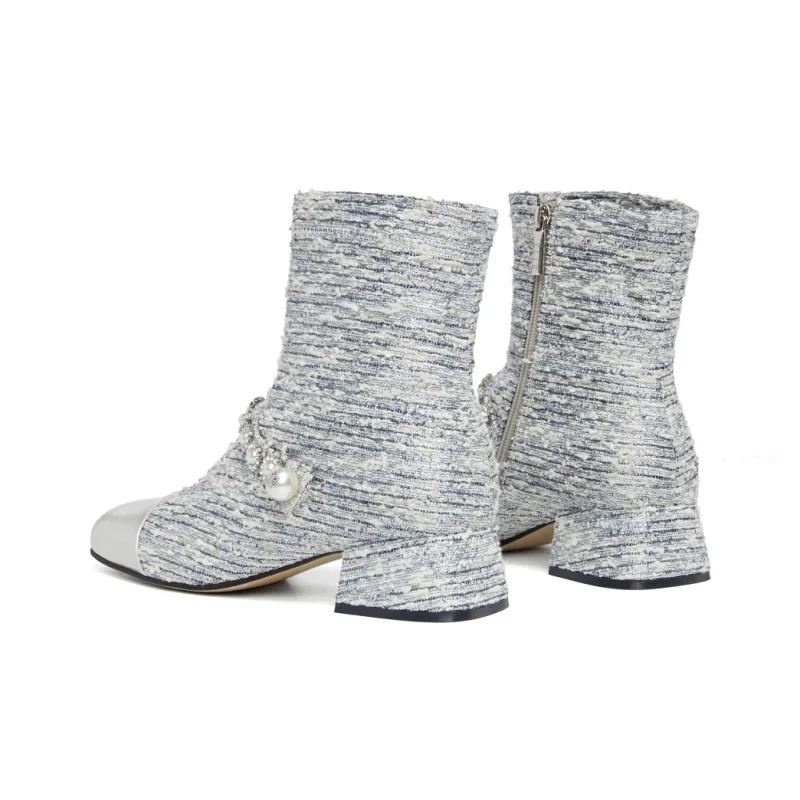 ELLE Ankle Boots Women's Black/Blue Gold-3