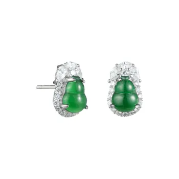 Oriental Jade Ice Glutinous Stud Earrings Women's