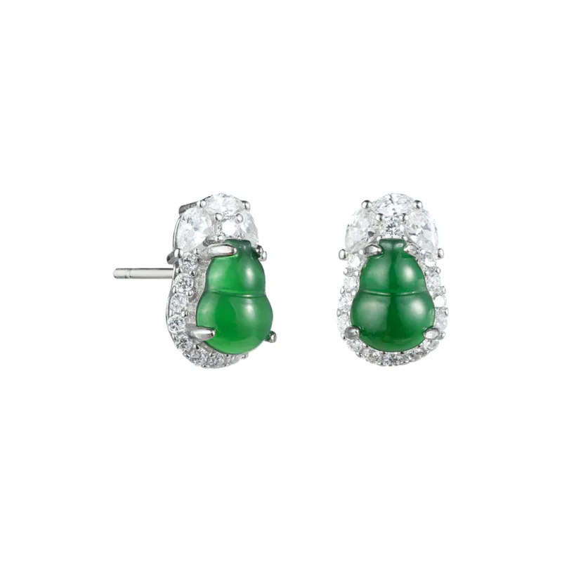 Oriental Jade Ice Glutinous Stud Earrings Women's-0