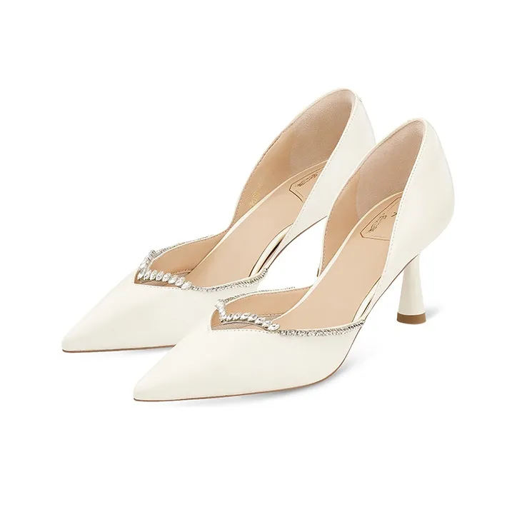 7or9 Early Snow Slim Heel Air Cotton High Heels 7cm Women's Milk White-1