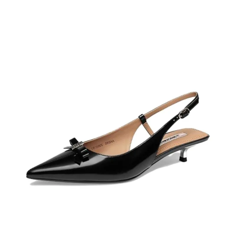 73Hours Ice Jasmine Slim Heel High Heels 3cm Women's Black/Silver-1