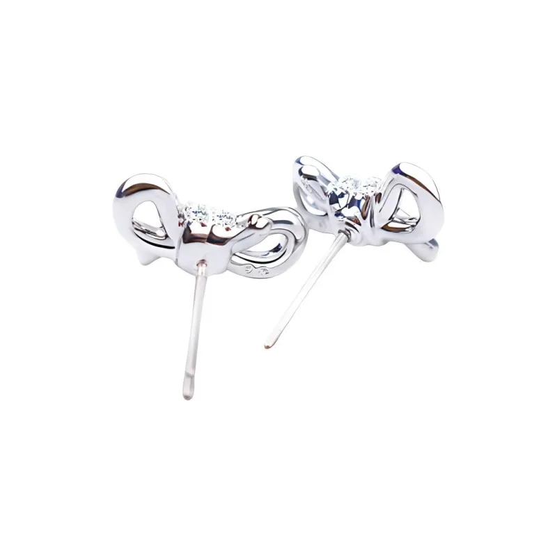 Swarovski Faux Crystal Stone Stud Earrings Women's Silver-2