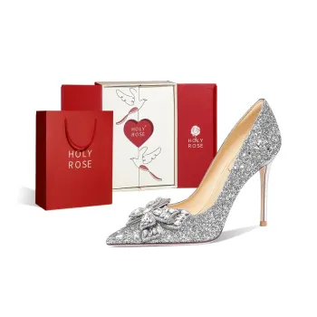Holy Rose Gift Box Set Slim Heel High Heels Women's Silver