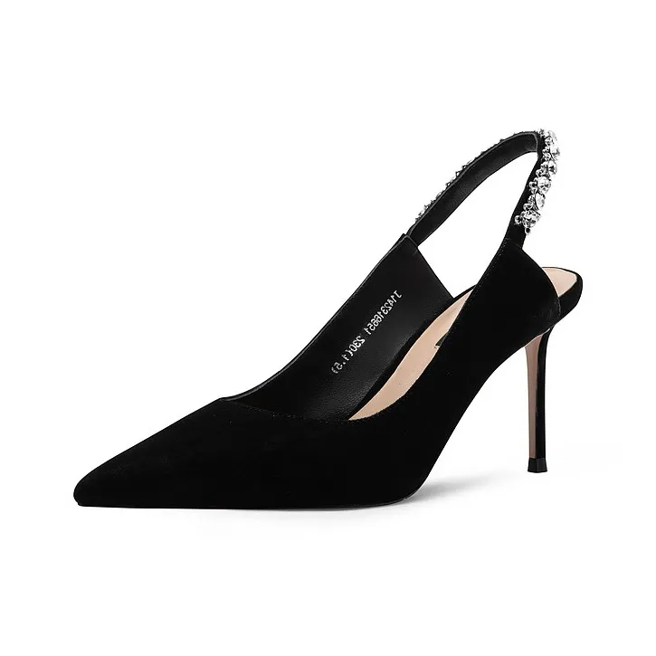 JOOC Slim Heel High Heels 7cm Women's Black-5