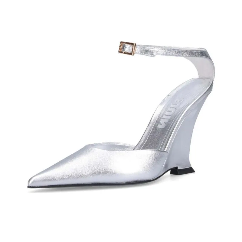 3JUIN Clea Wedge Heel High Heels Women's Silver-2