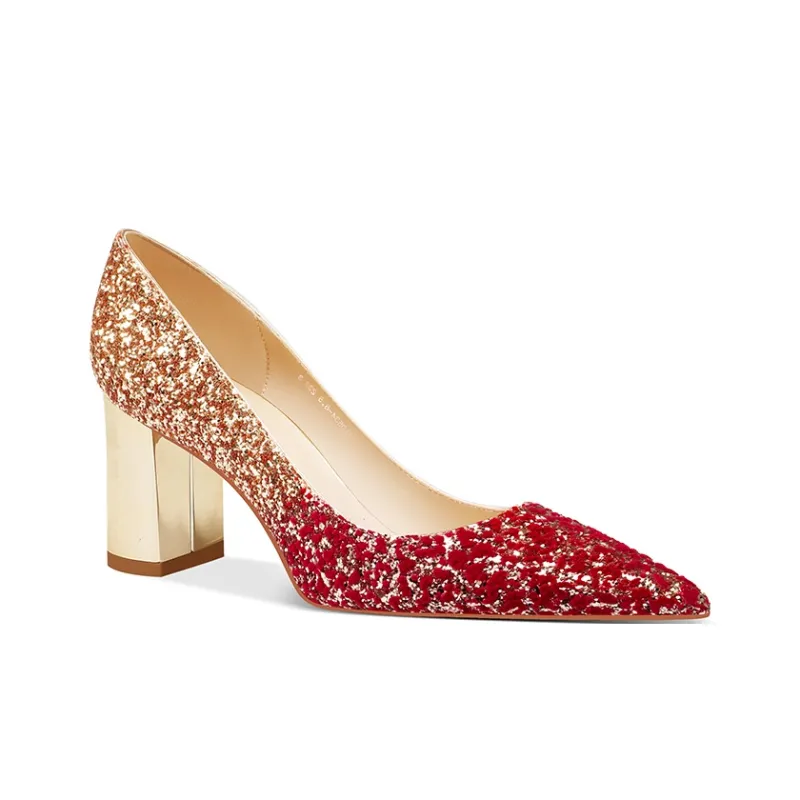 MEIAI High Heels Women's Red-5
