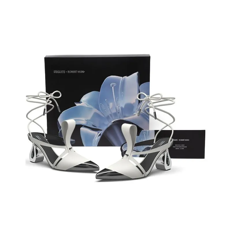 Staccato Armor Floral Irregular Heel Sandal High Heels 8cm Women's-6