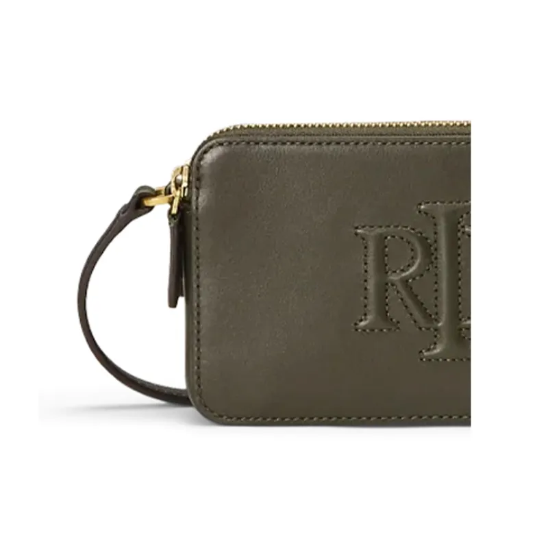 Ralph Lauren Cow Leather Wallet, Crossbody Bag, Shoulder Bag Women's Dark Olive Green-4