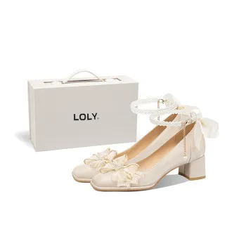 LOLY Chunky Heel High Heels 5cm Women's Ecru
