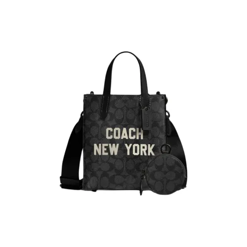 COACH Relay Artificial Leather Tote Bag, Shopping Bag, Handbag Small Size Women's Black