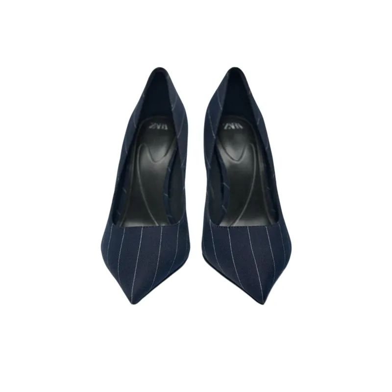 ZARA Slim Heel High Heels Women's Marine Blue-3