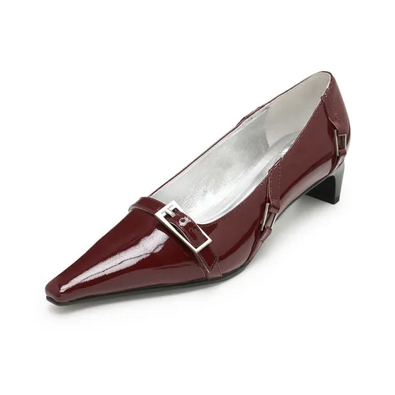 Lost In Echo Fashion Pointed Toe Low Vamp High Heels Unlined Shoes Leather Shoes-8