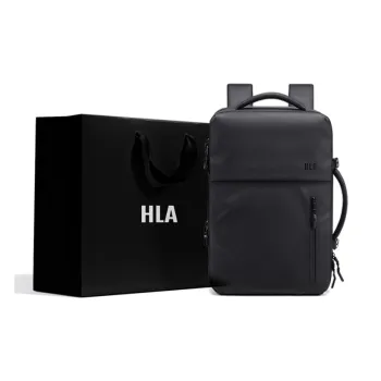 HLA Polyester Computer Luggage Bag, Travel Bag, Backpack Large Size Men's Black/Gray