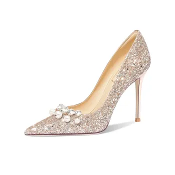 LOLY Slim Heel High Heels Women's Gold