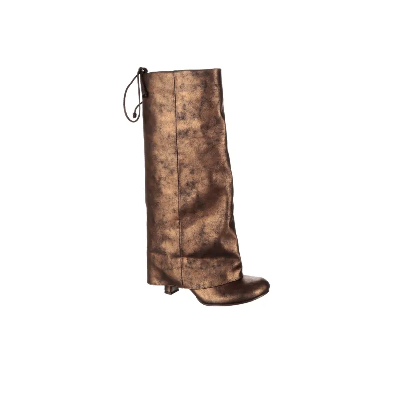 IRREGULAR CHOICE Final Cut Knee-high Boots 6cm Women's Gold Black-2