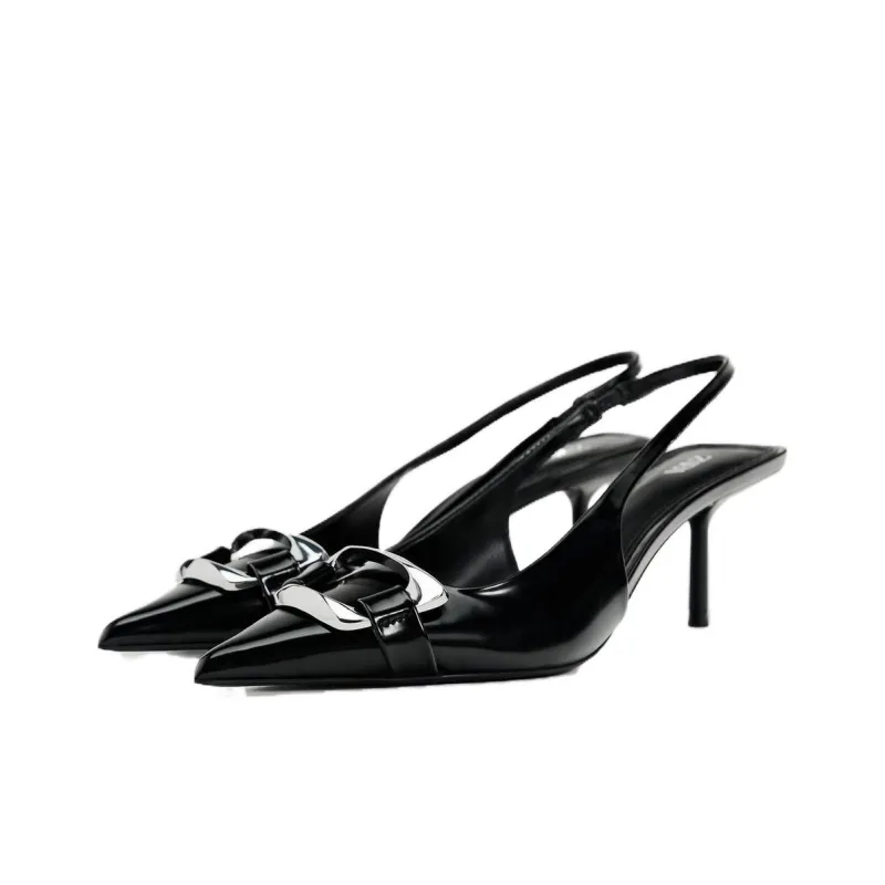 ZARA Slim Heel High Heels 9cm Women's Black-2