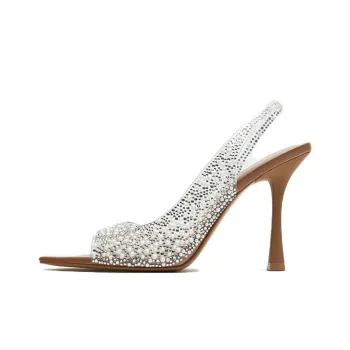 ZARA Flared Heel High Heels 9cm Women's Beige