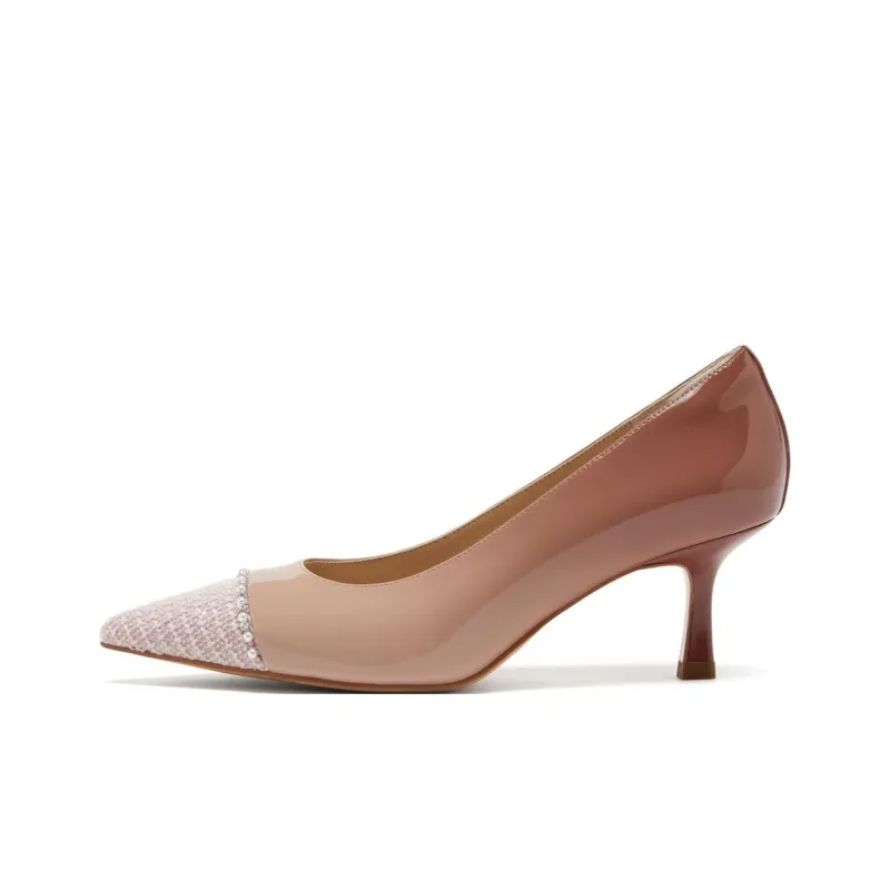 Joypeace Cherry Blossom White Chocolate Slim Heel High Heels 6cm Women's-5
