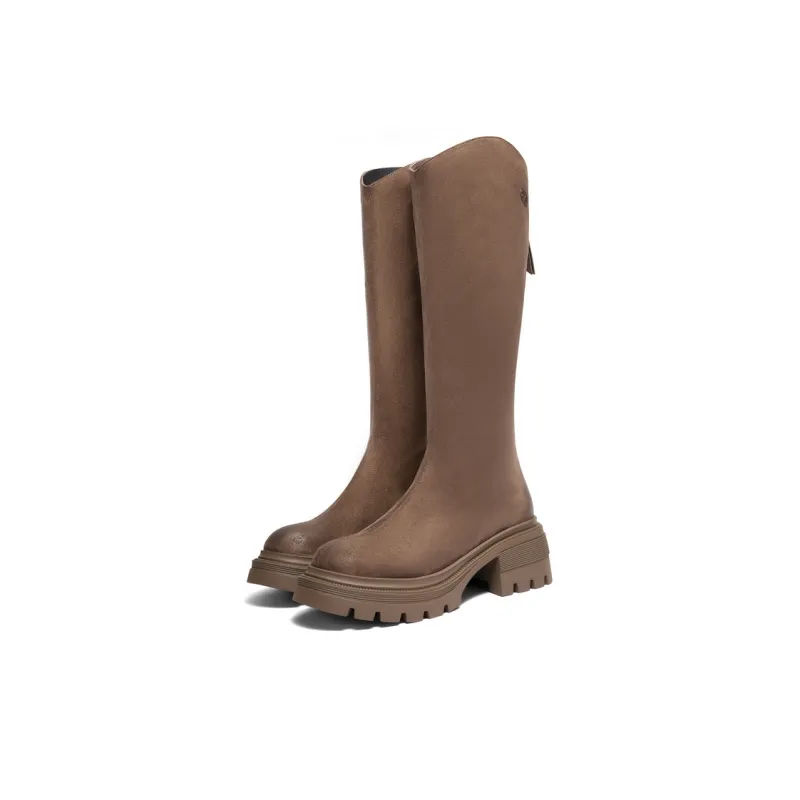 BELLE Knee-high Boots 5.5CM Women's Black Brown-21