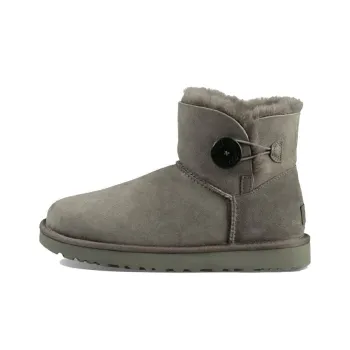 UGG Mini Bailey Button Ii Boot Fleece Lined Gray Women's