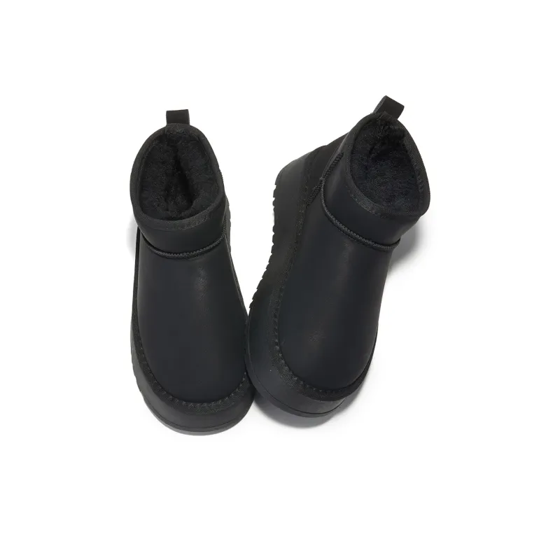La Chapelle Warm Water Resistant And Wear Resistant Short Snow Boots Women's Black-3