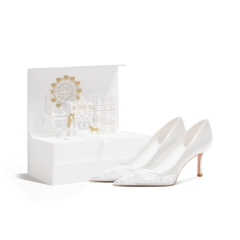 PJJUU Slim Heel High Heels 6.5cm Women's White-0