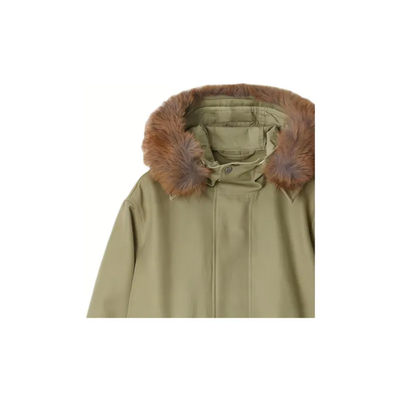 Burberry Faux fur Trim Cotton Parka Coat-4