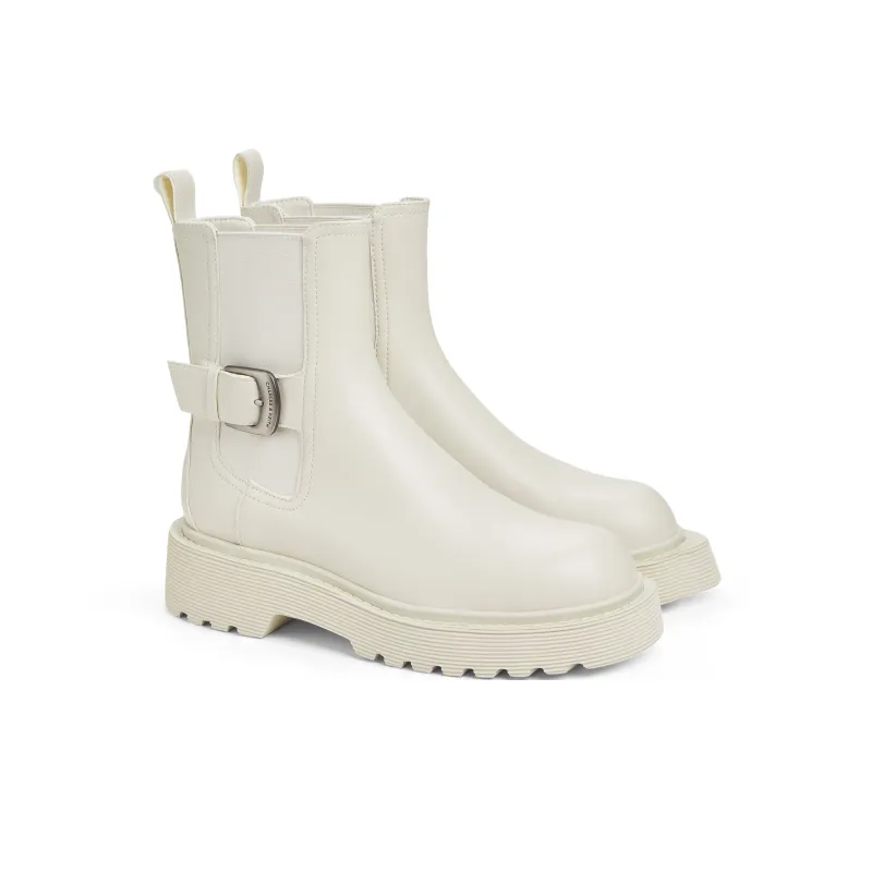 CHARLES&KEITH Small CK Ankle Boots 4.3cm Women's Black/Dark Brown Dark Brown/Chalk White-11