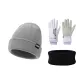 Gray Hats & Caps+Purple Gloves+Black Scarf