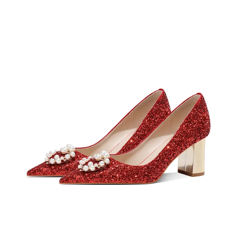 MEIAI Chunky Heel High Heels 6.5cm Women's-14