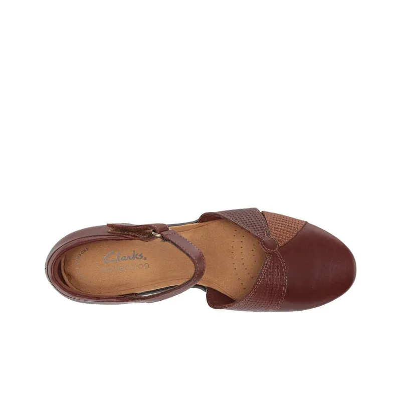 Clarks Emily Rae Chunky Heel High Heels Women's Dark Brown-1