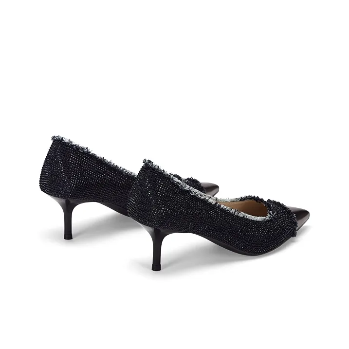 73Hours Romantic Date Slim Heel High Heels 8cm Women's Dark Blue-3