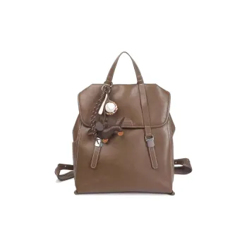 BUHOWE Polyurethane Bonded Synthetic Leather Backpack Women's Khaki