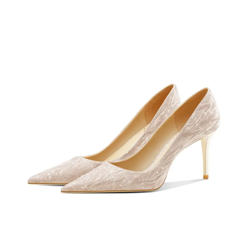 ROSE CASTLE Slim Heel High Heels 6.5cm Women's Gold Silver-2