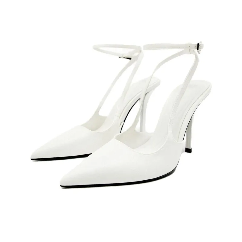 ZARA Trf Slim Heel High Heels Women's White-2