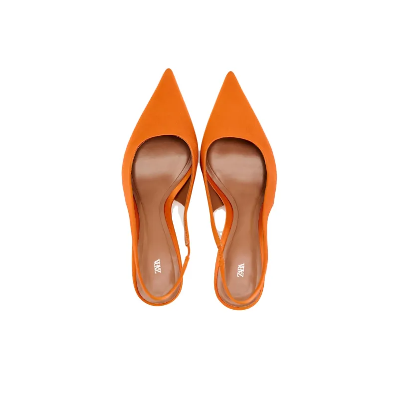 ZARA Slim Heel High Heels 5cm Women's Orange-2