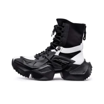 OGR MECHA Coutrue Mecha Fashion Apparel Collection Ankle Boots Unisex Black White