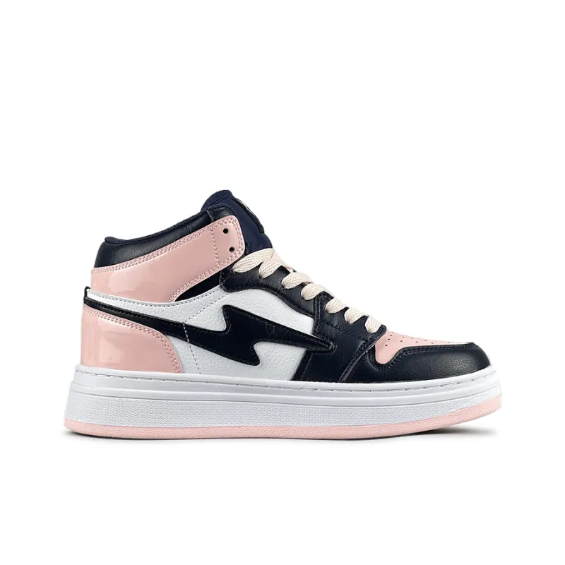 LuzaoT SUPER DRAG Anti Slip And Wear Resistant Lightweight High Top Skateboard Shoes Women's White Blue Pink-2