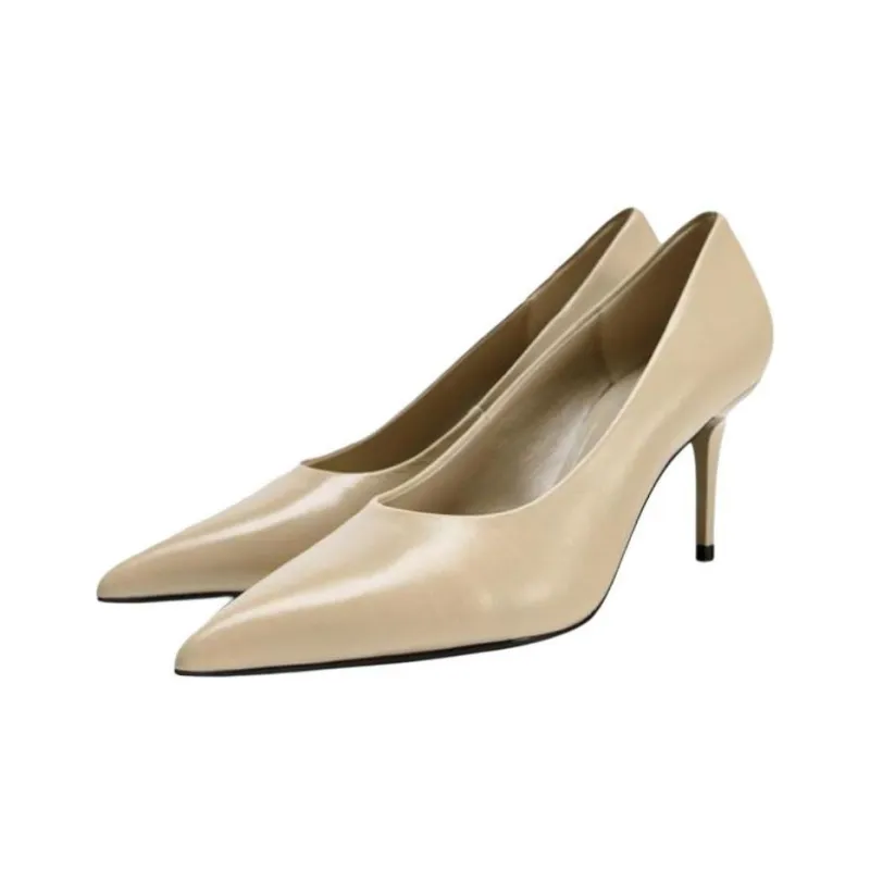 ZARA Slim Heel High Heels Women's Beige-2