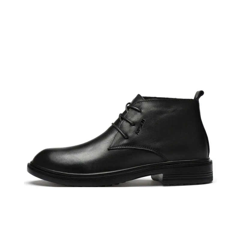 AIPSEN Ankle Boots Unisex Black Smooth Finish-0