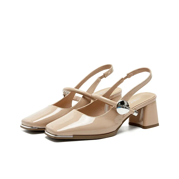 GNSJ Chunky Heel High Heels 6cm Women's Lotus Color-1