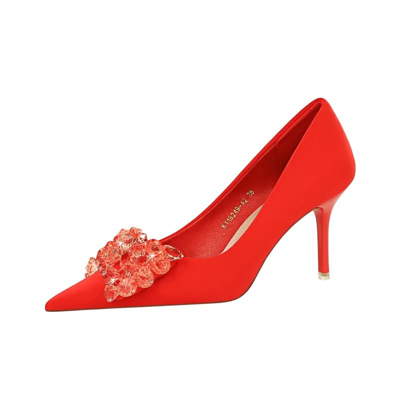 QITUMAUL Slim Heel High Heels Women's-12